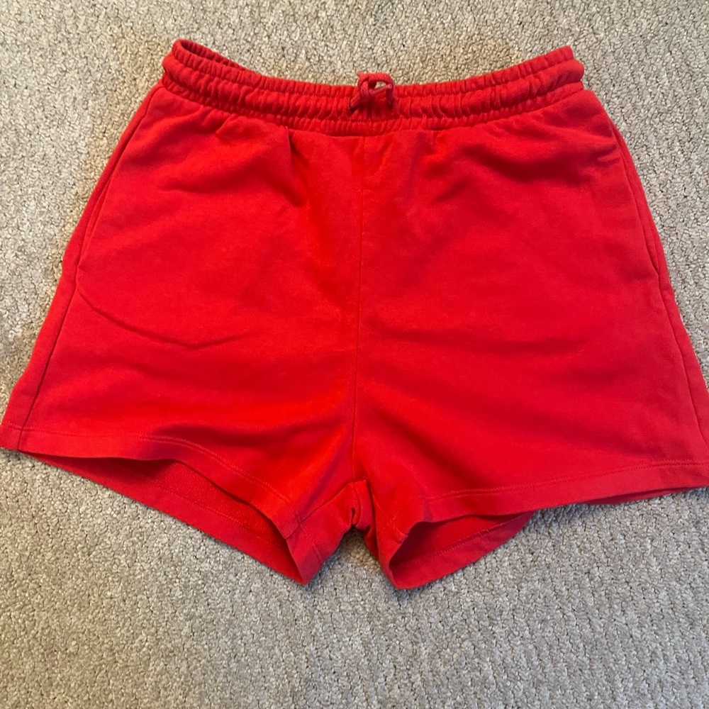 Red sweat shorts